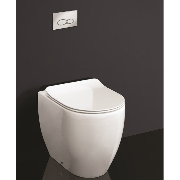 Glide II Glancēts, balts pie sienas stiprināms bezmalu tualetes pods un sedeklis ar lēnās aizvēršanas mehānismu