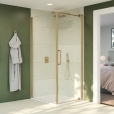 Optix 10 Pivot Door with Side Panel Brushed Brass