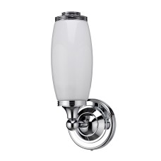 Burlington LED Bathroom Round Wall Light with Chrome Base & Opal Glass Tube Shade
