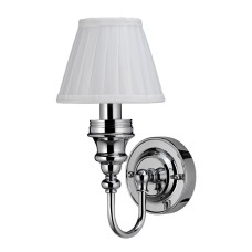 Burlington LED Bathroom Ornate Wall Light with Chrome Base & White Fine Pleated Shade