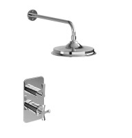 Riviera Shower valve without diverter with fixed 9 inch AirBurst Shower Rose with straight shower arm