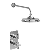Riviera Shower valve without diverter with fixed 9 inch AirBurst Shower Rose with straight shower arm