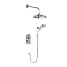 Riviera Shower valve with diverter with fixed 9 inch AirBurst Shower Rose with straight shower arm