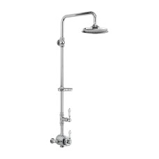 Stour Thermostatic Exposed Shower Valve Single Outlet, Rigid Riser, Fixed Shower Arm & Soap Basket with Rose