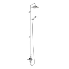Avon Thermostatic Exposed Shower Valve Dual Outlet, Extended Rigid Riser, Swivel Shower Arm, Handset & Holder with Hose with Rose