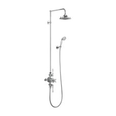 Avon Thermostatic Exposed Shower Valve Dual Outlet, Rigid Riser, Swivel Shower Arm, Handset & Holder with Hose with Rose