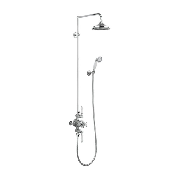 Avon Thermostatic Exposed Shower Valve Dual Outlet, Rigid Riser, Swivel Shower Arm, Handset & Holder with Hose with Rose