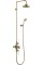 Avon Thermostatic Exposed Shower Valve Dual Outlet, Rigid Riser, Swivel Shower Arm, Handset & Holder with Hose with 9 inch Rose, Gold