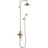 Avon Thermostatic Exposed Shower Valve Dual Outlet, Rigid Riser, Swivel Shower Arm, Handset & Holder with Hose with 9 inch Rose, Gold