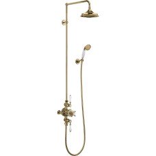 Avon termostata āra dušas komplekts ar divām izejām, stieni, turētāju ar 9 collu dušas galvu un rokas dušu, zelts