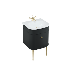 Chalfont Single Drawer Unit, Gold Legs and Gold Handle - Matte Black