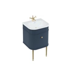 Chalfont Single Drawer Unit, Gold Legs and Gold Handle - Blue