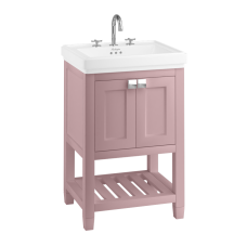 Riviera 580mm Vanity Unit with Riviera 580mm Square Basin - Matt Pink