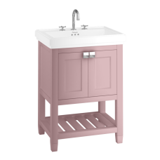 Riviera 650mm Vanity Unit with Riviera 650mm Square Basin - Matt Pink