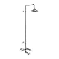 Tay Thermostatic Bath Shower Mixer Wall Mounted with Rigid Riser & Swivel Shower Arm with Shower Rose