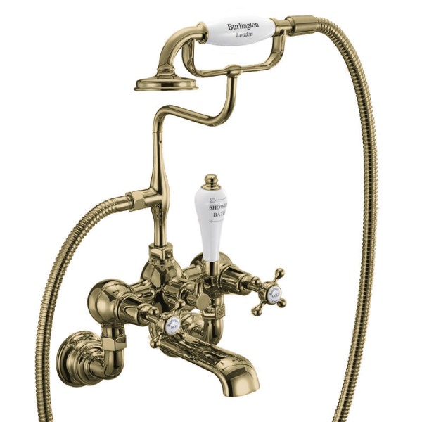 Claremont Bath Shower Mixer Wall Mounted, Gold