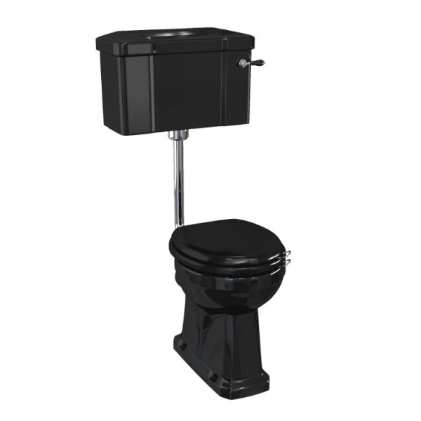Bespoke Standard Low Level WC with 520mm Black Lever Cistern and Soft Close Seat