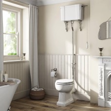 Standard High Level WC with Single Flush Ceramic Cistern 