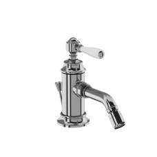 Arcade Single Lever Bidet Mixer with Pop-up Waste with white ceramic tap lever, Chrome