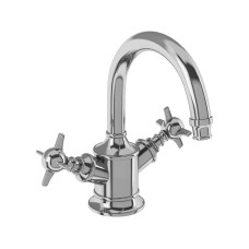 Arcade Dual Lever Basin Mixer without Pop-up Waste with Crosshead handle (pair) 59mm, Chrome