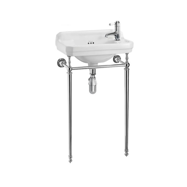 Edwardian 510mm Cloakroom Basin with Chrome Basin Stand