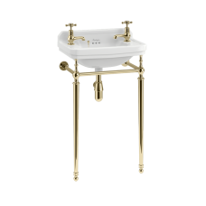 Edwardian 510mm Cloakroom Basin with Gold Basin Stand