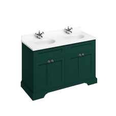 Freestanding 130 Unit with White Worktop, Doors & 2 Integrated White Basins 
