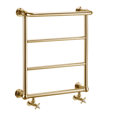 Cleaver Gold Towel Warmer with Angled Radiator Valves