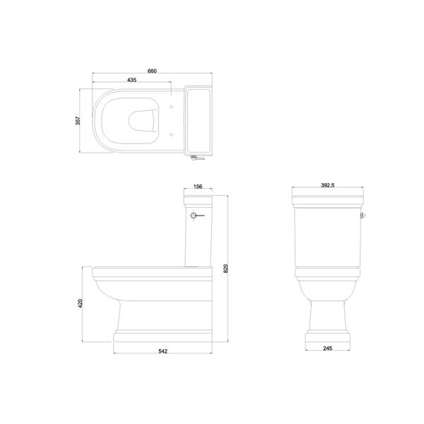 Riviera Close-coupled Full Back-to-wall Pan, Cistern and Riviera WC seat soft-close - White