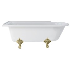Hampton 170cm Right Handed Showering Bath with Luxury Feet (traditional leg set in gold)