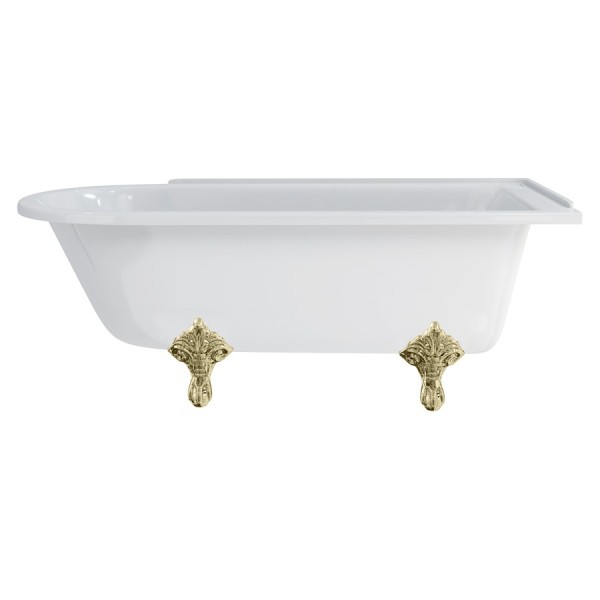 Hampton 170cm Left Handed Showering Bath with Luxury Feet (traditional leg set in gold)