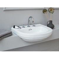 Daļēji padziļināta izlietne 580 mm Riviera ar 3 caurumu maisītāju, noteku un sifonu (hroms)