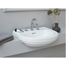 Daļēji padziļināta izlietne 580 mm Riviera ar 3 caurumu maisītāju, noteku un sifonu (hroms)