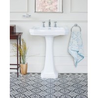 Victorian izlietne 610 mm un standarta pjedestāls, Claremont 3 caurumu maisītājs ar Pop-up izplūdi, dvieļu turētājs, apaļš un ziepju trauciņš (hroms)