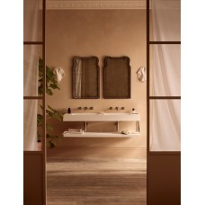 Cheney teksturēta darba virsma ar integrētu dubulto izlietni 1410x460x110 mm, matēti balta