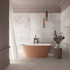 The Asher Freestanding Bath Integrated Overflow 1700 White Matt / Soft Pink Matt