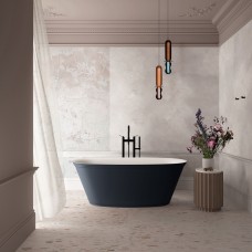 The Asher Freestanding Bath Integrated Overflow 1700 White Matt / Navy Blue Matt