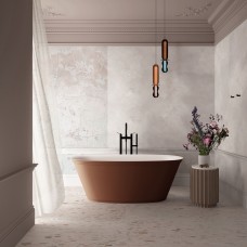 The Asher Freestanding Bath Integrated Overflow 1700 White Matt / Copper Brown Matt