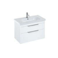 Shoreditch 850 mm sienas stiprināmais vannas istabas skapītis ar divām atvilktnēm un Origin apaļo izlietni