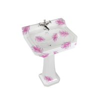 Edvardiana stila izlietne, izgatavota pēc pasūtījuma "Botanical Pink" 56 cm platumā ar standarta pjedestālu