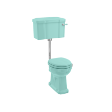 Standarta izmēra tualetes pods ar zemu cisternu, izgatavots pēc pasūtījuma «Cosmic Green» krāsā, ar 520 mm sviras tipa cisternu