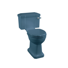 Standarta izmēra monobloka tualetes pods, izgatavots pēc pasūtījuma «Alaska Blue» krāsā, ar 520 mm sviras tipa cisternu.