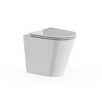 Apaļš "Back to Wall" (pie sienas liekams) "Rimless" (bezmales) pods, ieskaitot sēdekli un stiprinājumus