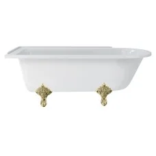Hampton 170 cm kreisā puse stūra vanna  ar greznām kājām (tradicionāls kāju komplekts zelta krāsā)
