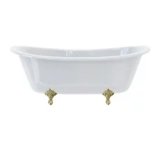 Bateau divpusēja vanna ar greznām kājām (tradicionāls kāju komplekts zelta krāsā)